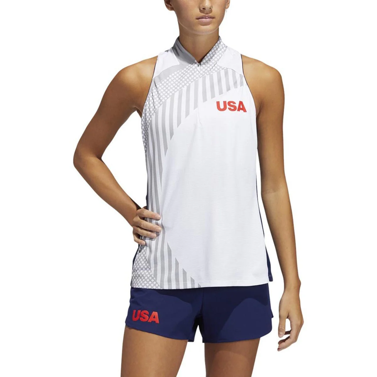 Adidas Women's USA Printed Sleeveless Polo