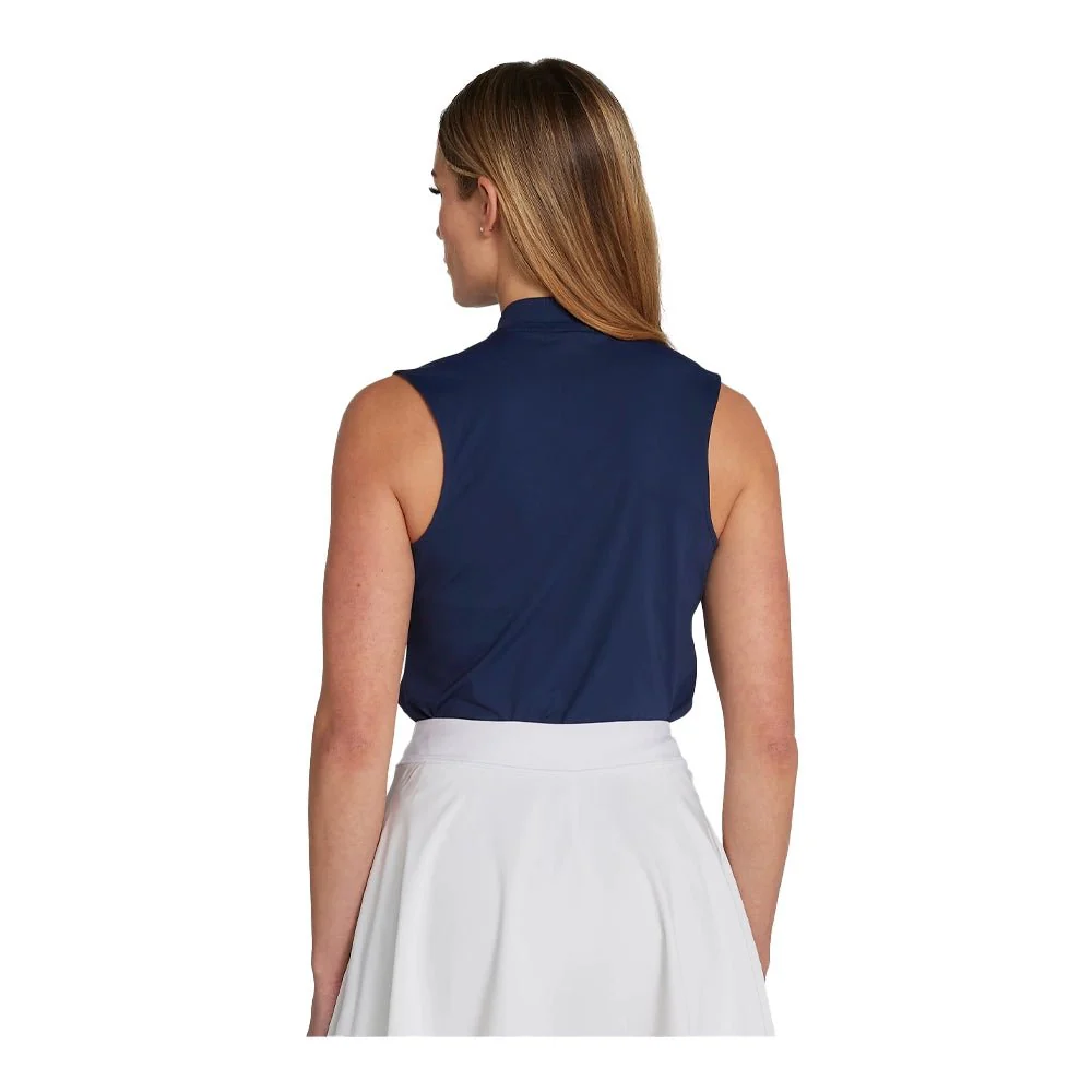 Bad Birdie Women's Dark Navy Blade Collar Sleeveless Golf Polo - Image 2