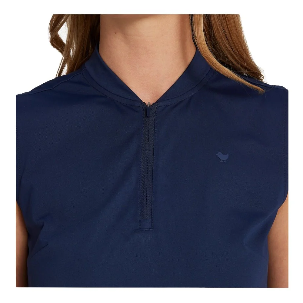 Bad Birdie Women's Dark Navy Blade Collar Sleeveless Golf Polo - Image 3