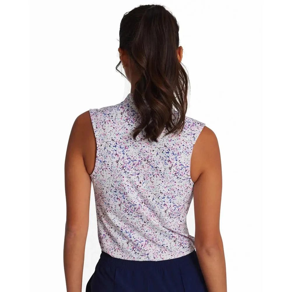 Bad Birdie Women's Paint Splatter 3 Blade Collar Sleeveless Golf Polo - Image 2