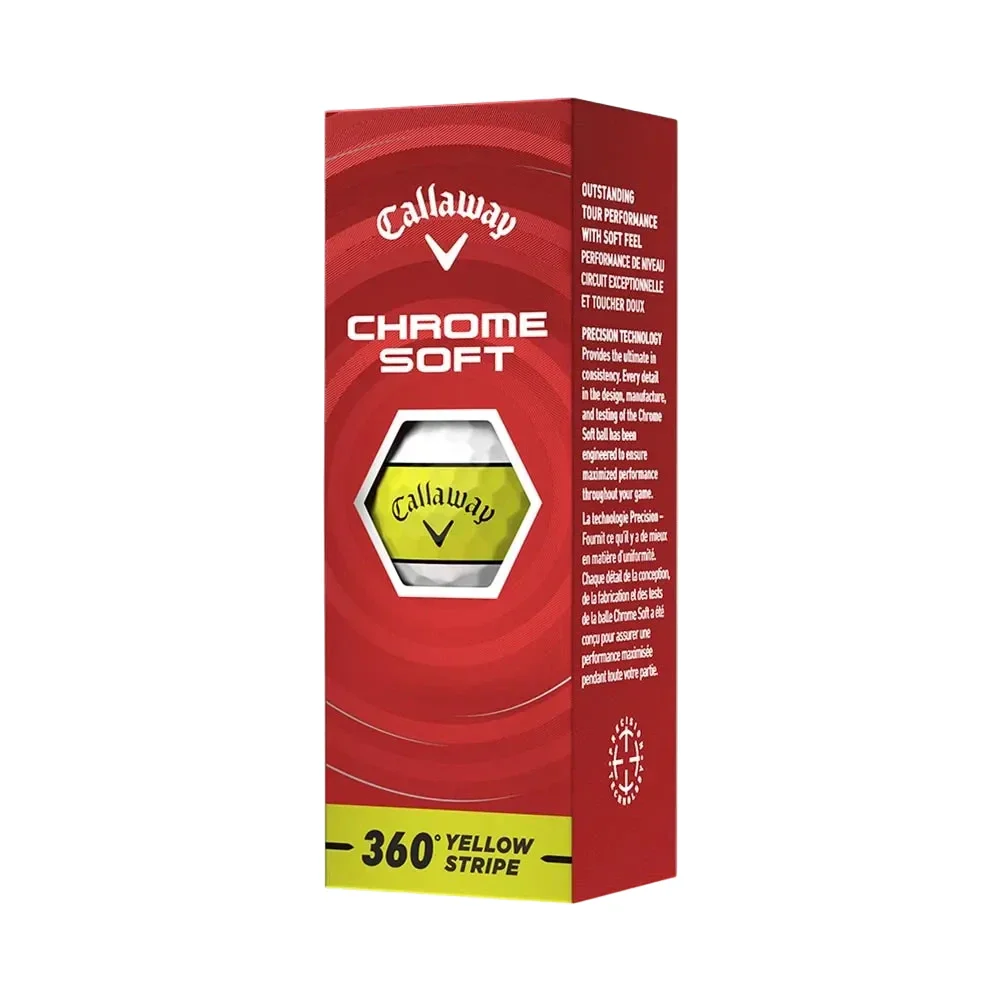 Callaway Chrome Soft 360 Stripe Golf Balls - Yellow - Image 4