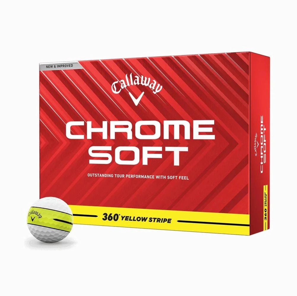 Callaway Chrome Soft 360 Stripe Golf Balls - Yellow - Prior Generation