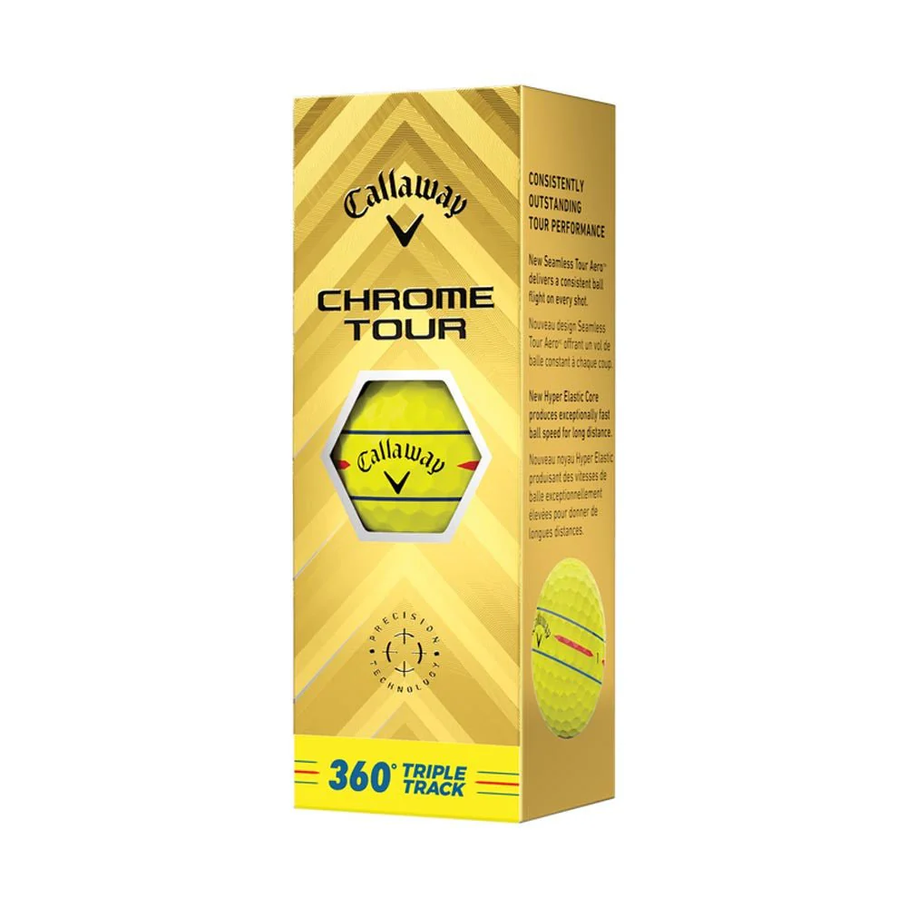 Callaway Chrome Tour 360 Triple Track Golf Balls - Yellow - 2024 - Image 5