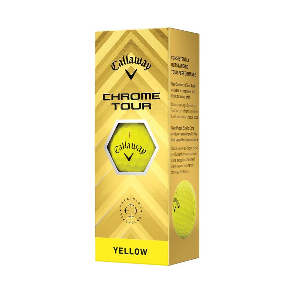 Callaway Chrome Tour Golf Balls - Yellow - 2024 - Image 4