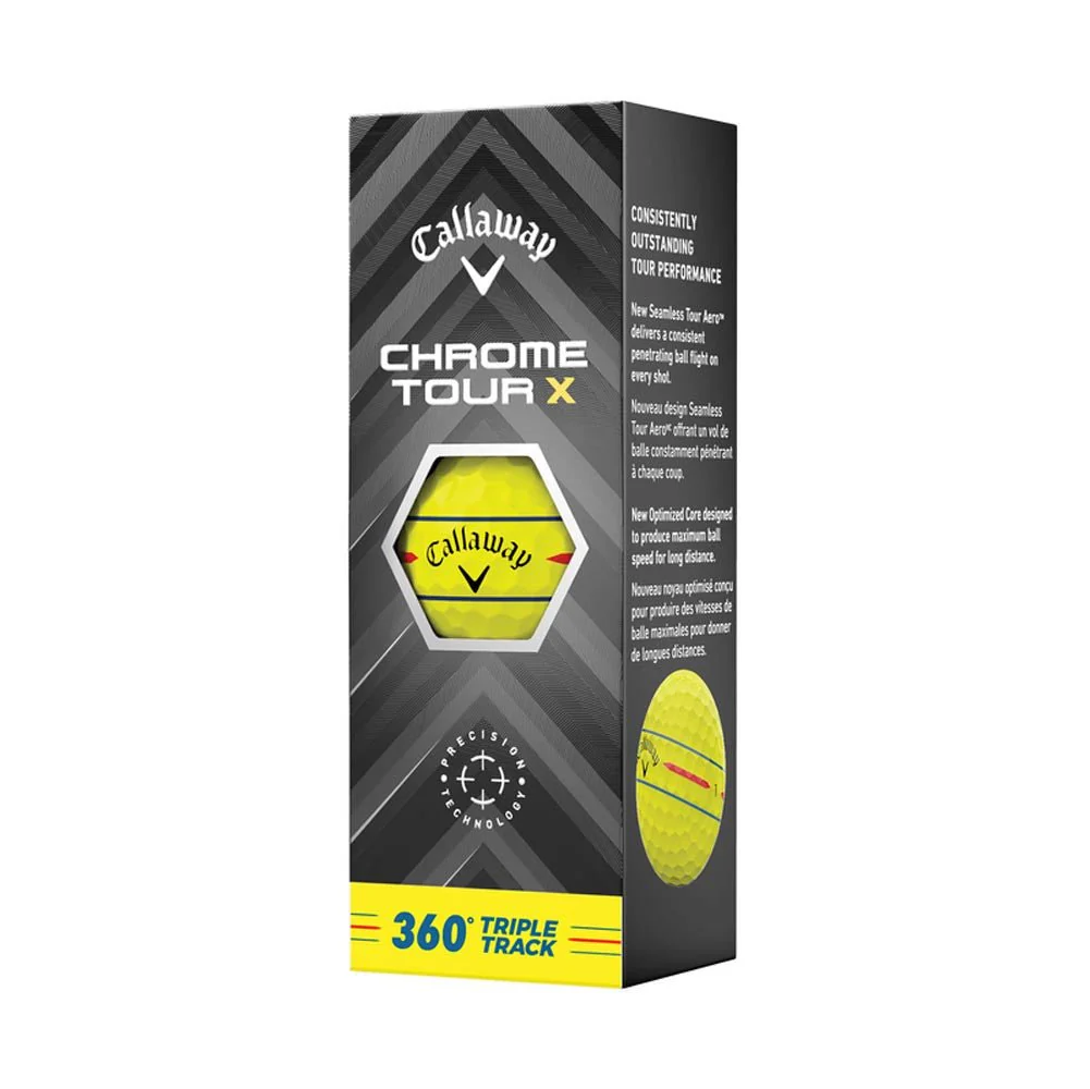 Callaway Chrome Tour X 360 Triple Track Golf Balls - Yellow - 2024 - Image 4