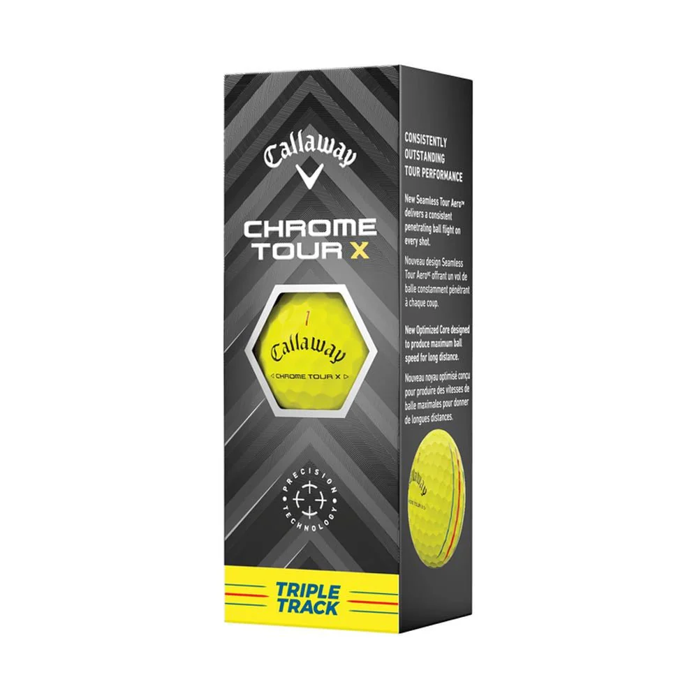 Callaway Chrome Tour X Triple Track Golf Balls - Yellow - 2024 - Image 4