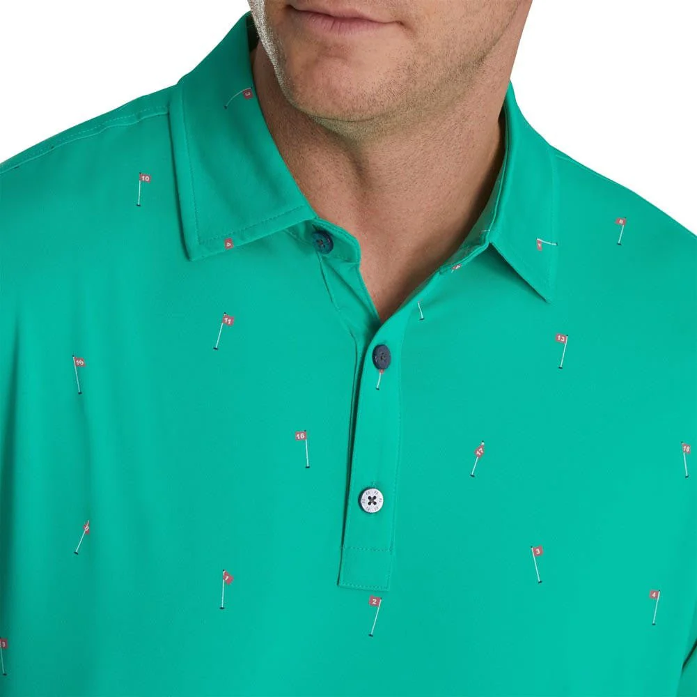 FootJoy 18 Holes Print Lisle Self Collar Polo - Image 6