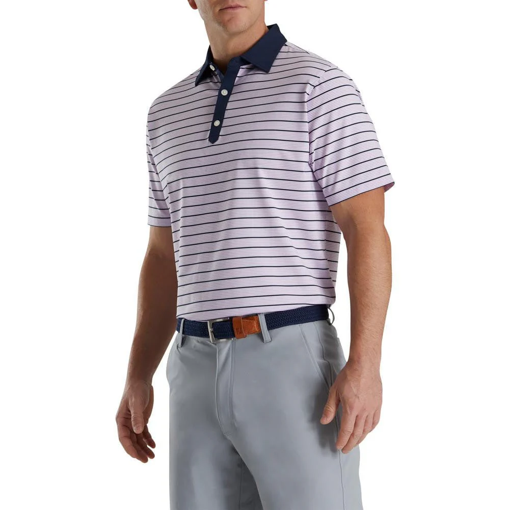 FootJoy Accented Stripe Lisle Self Collar Golf Polo - Image 7