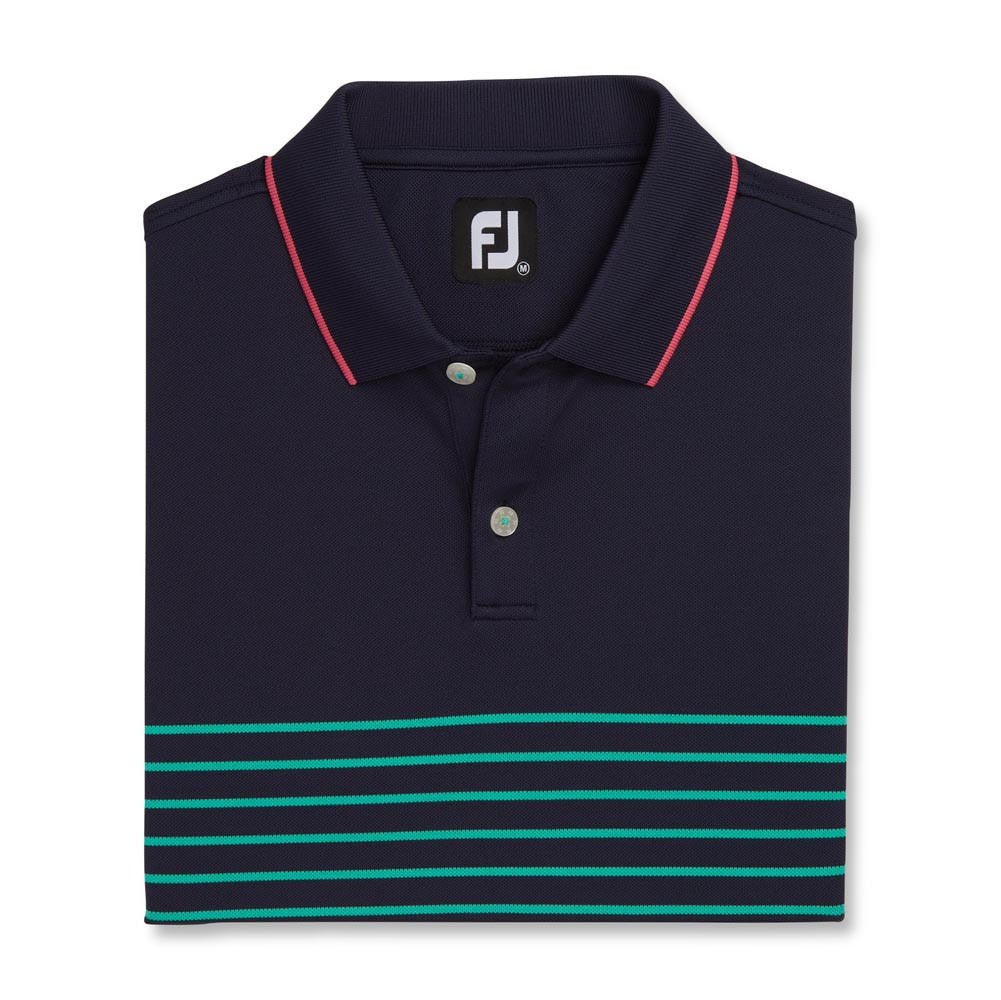 FootJoy Breton Stripe Stretch Pique Knit Collar Polo - Image 4