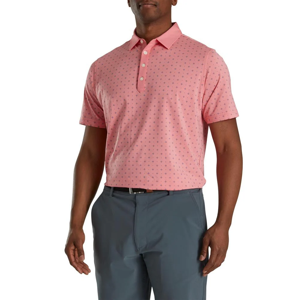 FootJoy Deco Print Self Collar Golf Polo - Athletic Fit