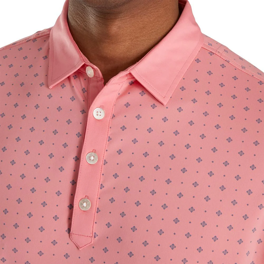 FootJoy Deco Print Self Collar Golf Polo - Athletic Fit - Image 3