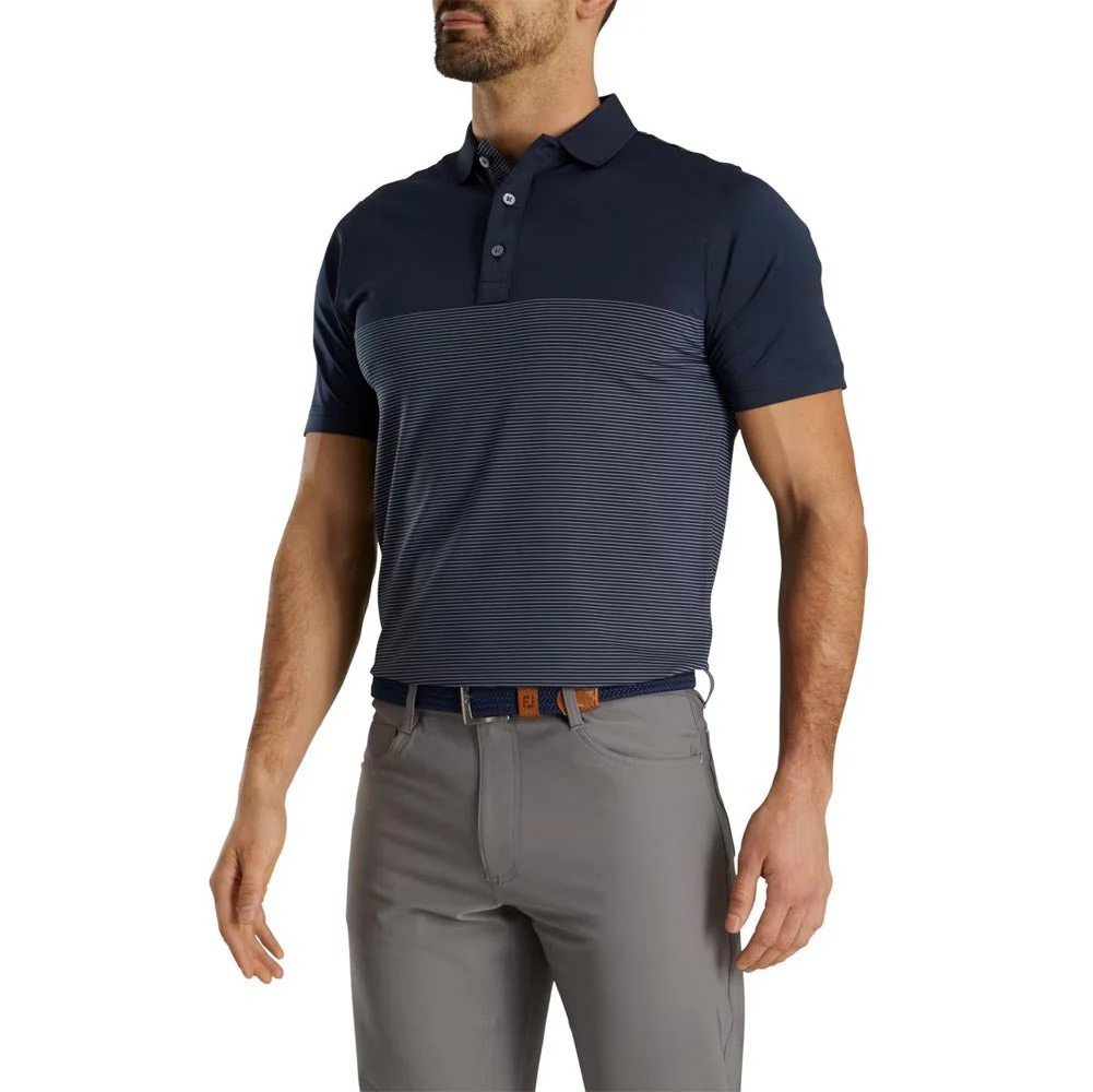 FootJoy Engineered Pin Stripe Lisle Golf Polo - Previous Season Style - Image 9