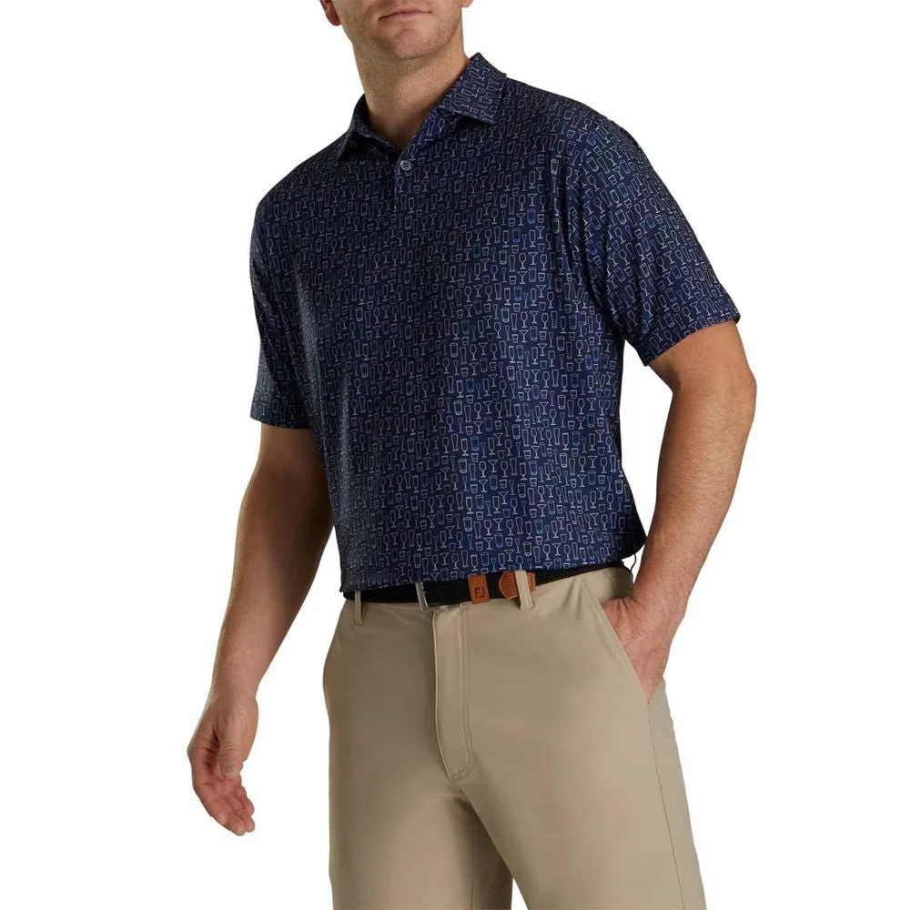 FootJoy Glass Print Lisle Self Collar Polo