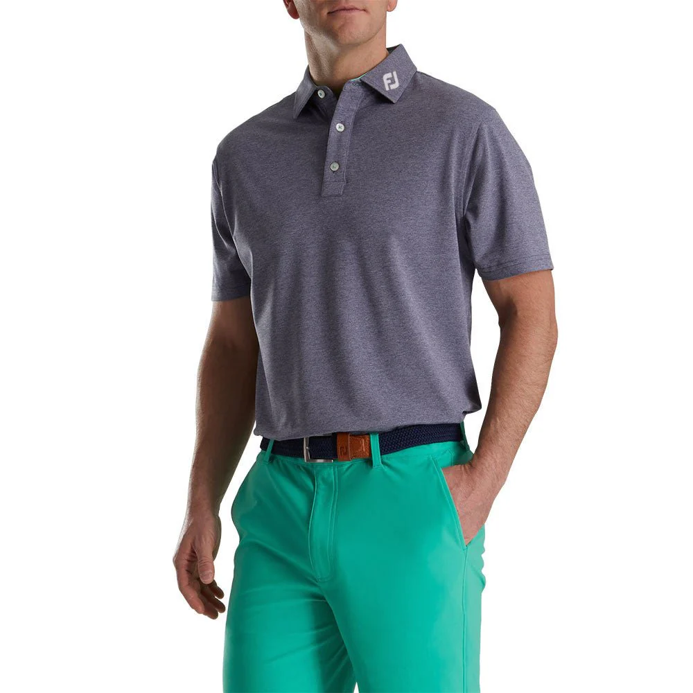 FootJoy Heather Stretch Pique Solid Self Collar Polo - FJ Logo - Image 5