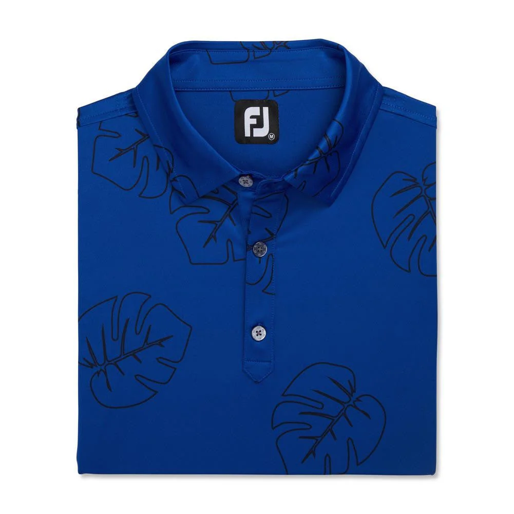 FootJoy Jungle Leaf Print Lisle Self Collar Polo - Image 10