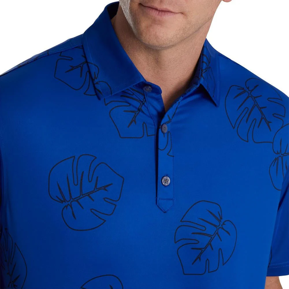 FootJoy Jungle Leaf Print Lisle Self Collar Polo - Image 11