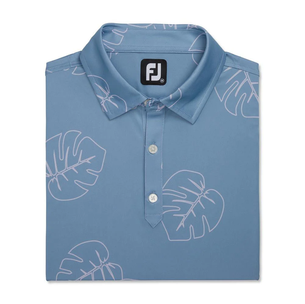 FootJoy Jungle Leaf Print Lisle Self Collar Polo - Image 2
