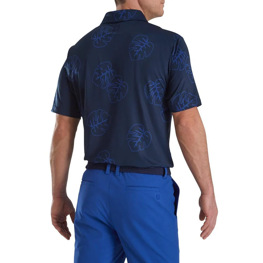FootJoy Jungle Leaf Print Lisle Self Collar Polo - Image 7