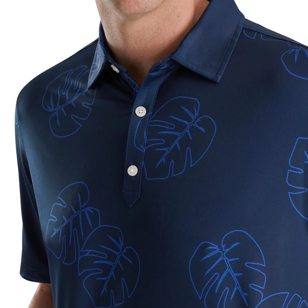 FootJoy Jungle Leaf Print Lisle Self Collar Polo - Image 8