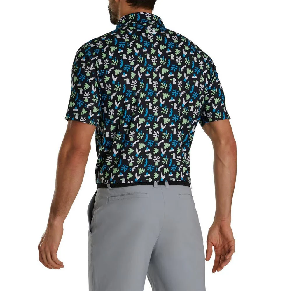 FootJoy Jungle Leaves Lisle Self Collar Polo - Image 2