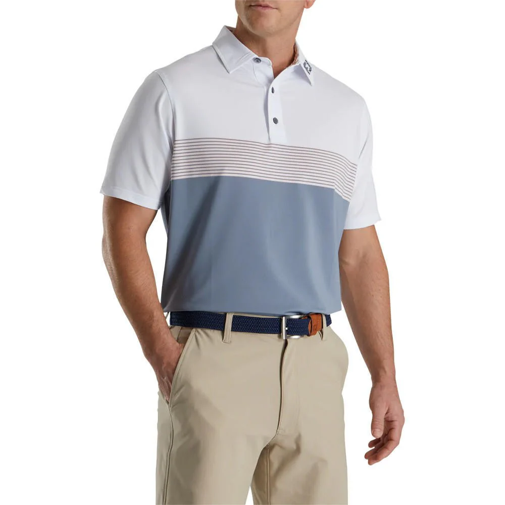 FootJoy Lisle Color Block Self Collar Polo - FJ Logo - Image 2