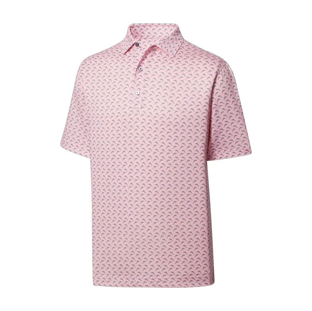 FootJoy Lisle Leaping Dolphins Print Self Collar Polo - Image 4