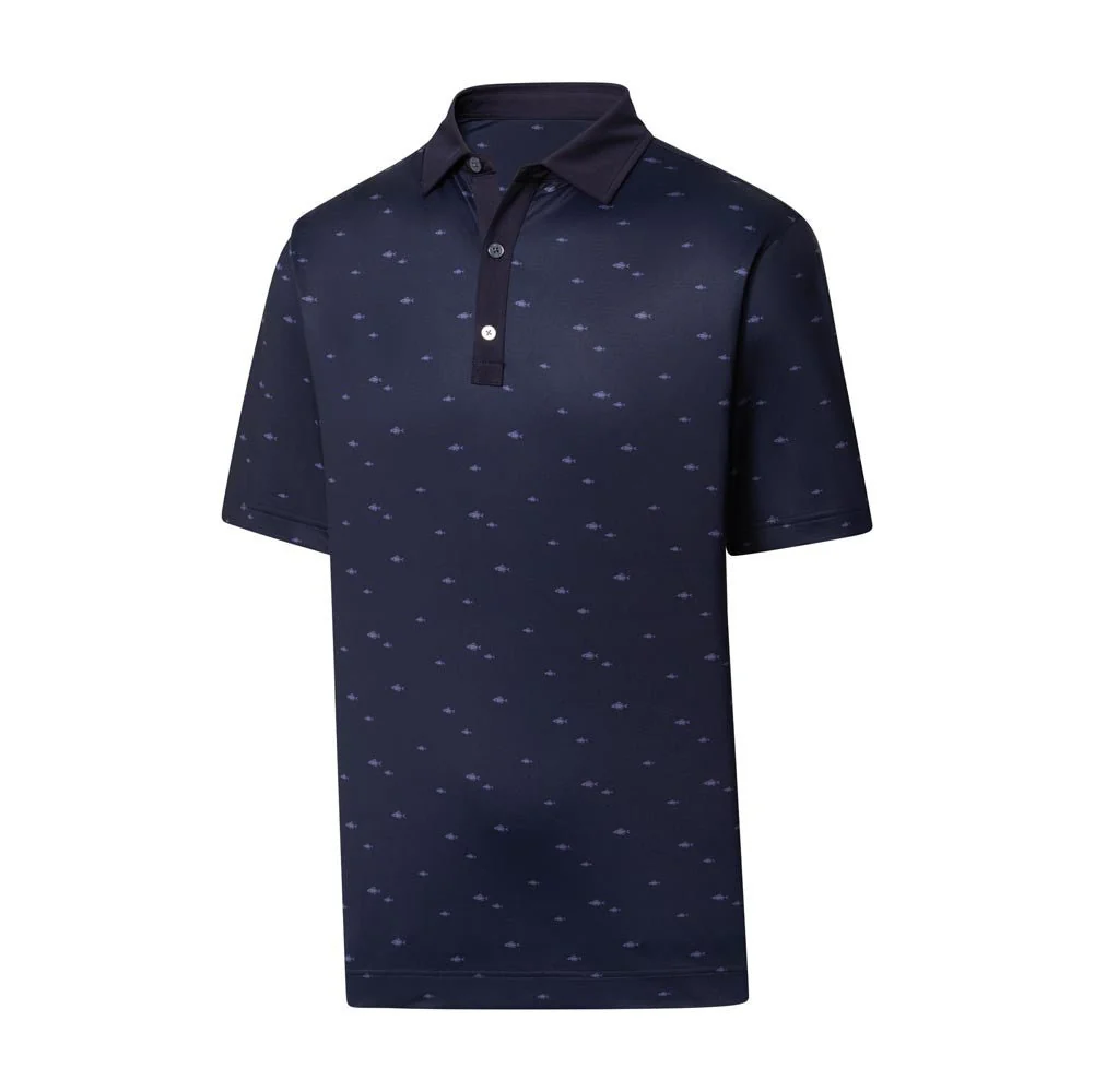 FootJoy Lisle School of Fish Print Self Collar Polo - Image 2