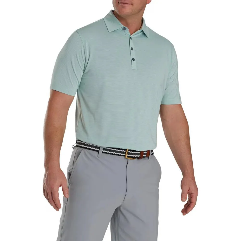 FootJoy Micro Feeder Stripe Lisle Self Collar Golf Polo - Previous Season Style