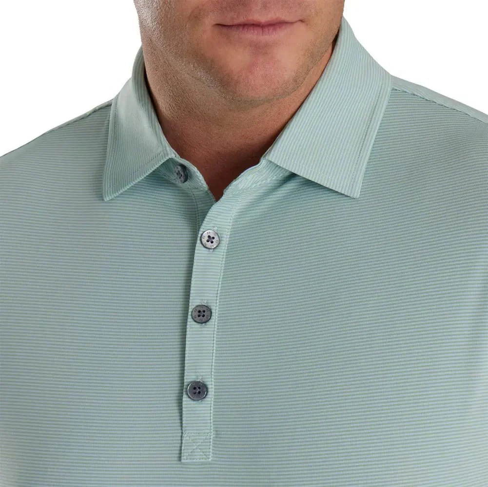FootJoy Micro Feeder Stripe Lisle Self Collar Golf Polo - Previous Season Style - Image 3