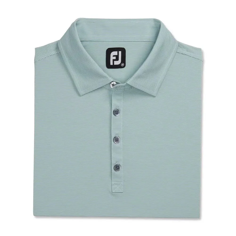 FootJoy Micro Feeder Stripe Lisle Self Collar Golf Polo - Previous Season Style - Image 4