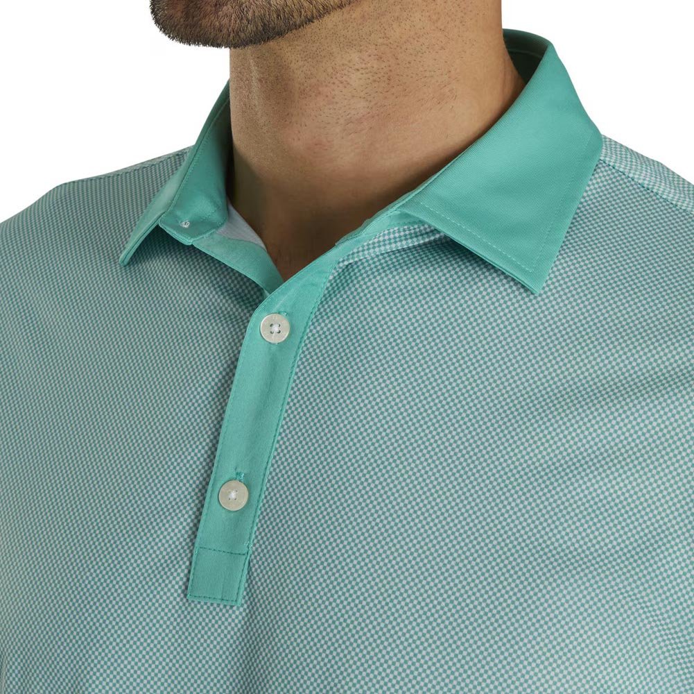 FootJoy Mini Check Lisle Golf Polo - Previous Season Style - Image 3