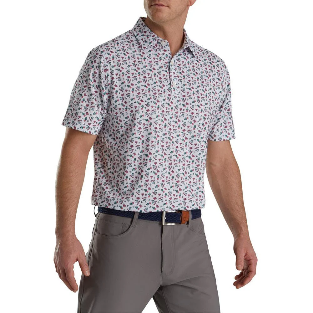 FootJoy Mini Floral Print Lisle Self Collar Polo - Image 5