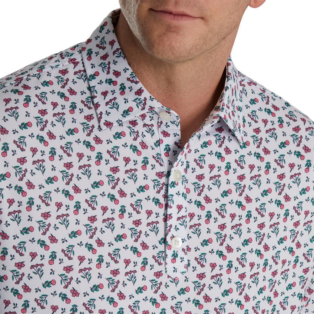 FootJoy Mini Floral Print Lisle Self Collar Polo - Image 6