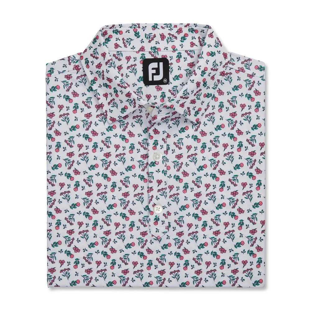 FootJoy Mini Floral Print Lisle Self Collar Polo - Image 8