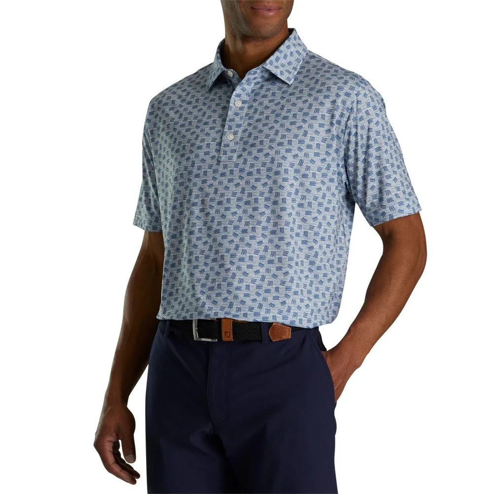 FootJoy Sketched Print Lisle Self Collar Polo