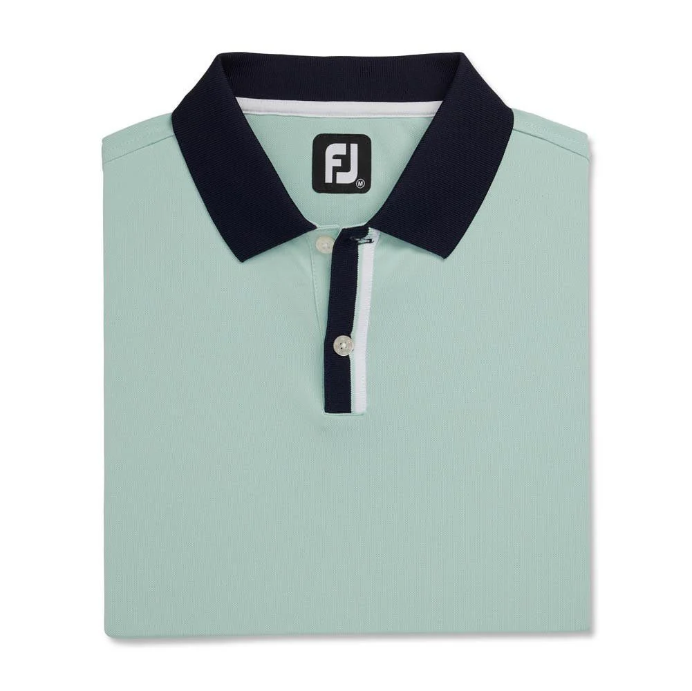 FootJoy Solid Stretch Pique with Stripe Placket Knit Collar Golf Polo - Image 4