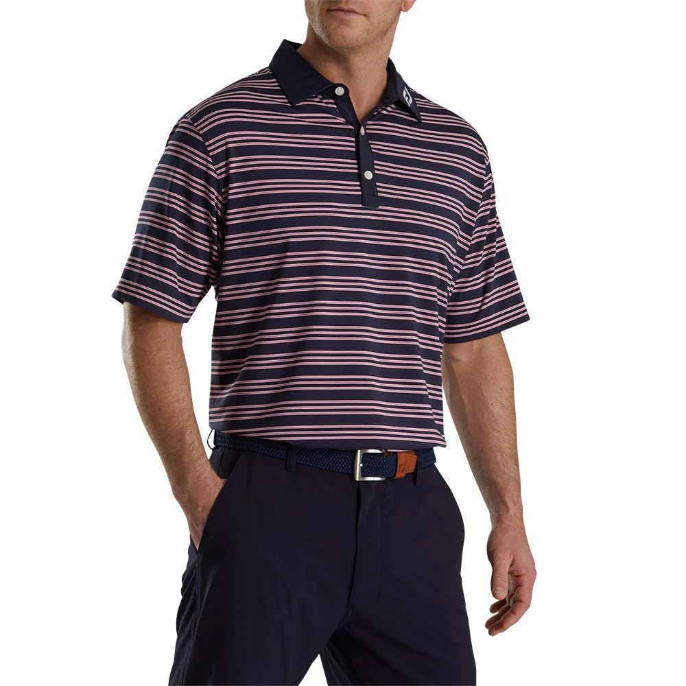 FootJoy Trio Stripe Lisle Self Collar Polo - FJ Logo - Image 5