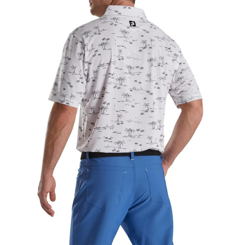 FootJoy Tropic Golf Print Lisle Self Collar Polo - Image 11