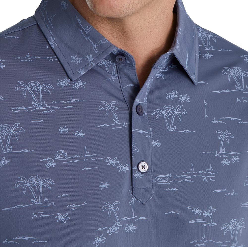 FootJoy Tropic Golf Print Lisle Self Collar Polo - Image 3
