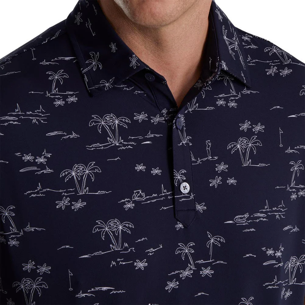 FootJoy Tropic Golf Print Lisle Self Collar Polo - Image 7