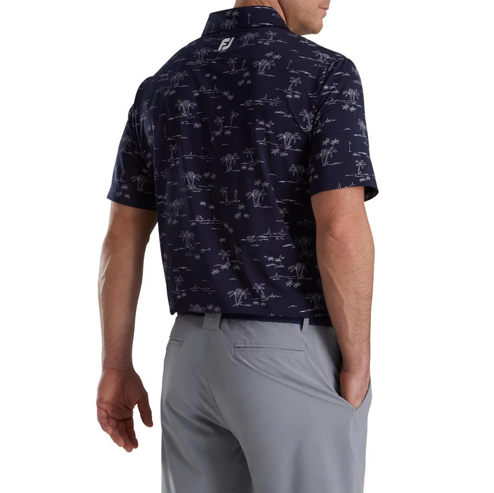 FootJoy Tropic Golf Print Lisle Self Collar Polo - Image 8