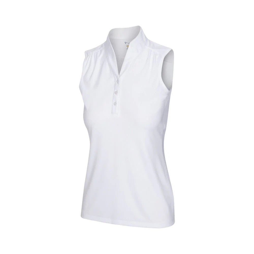 Greg Norman Women's Heathered Dot Sleeveless Golf Polo - Image 7