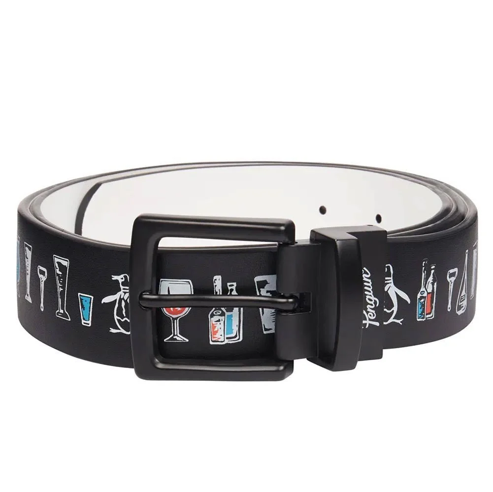 Original Penguin Have a Beer Print Reversible Leather Belt