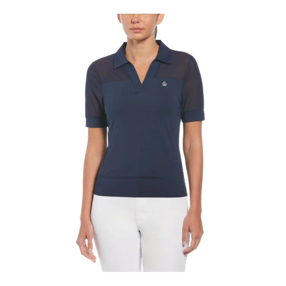 Original Penguin Women's 1/2 Sleeve Mesh Blocked Golf Polo