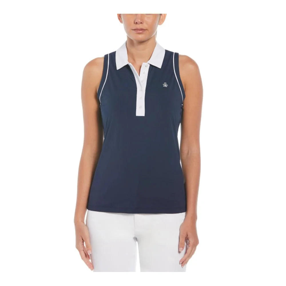 Original Penguin Women's Color Block with Piping Sleeveless Polo